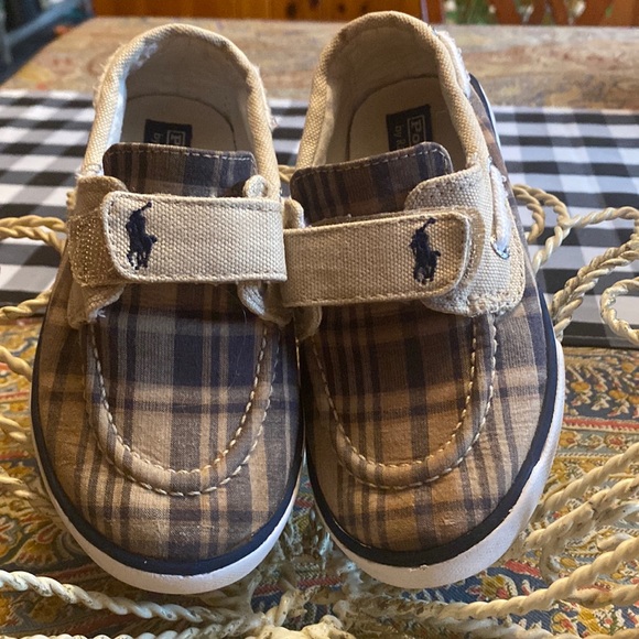 Polo Ralph Lauren Other - Kids Ralph Lauren Polo plaid boat shoes with velcro closure.